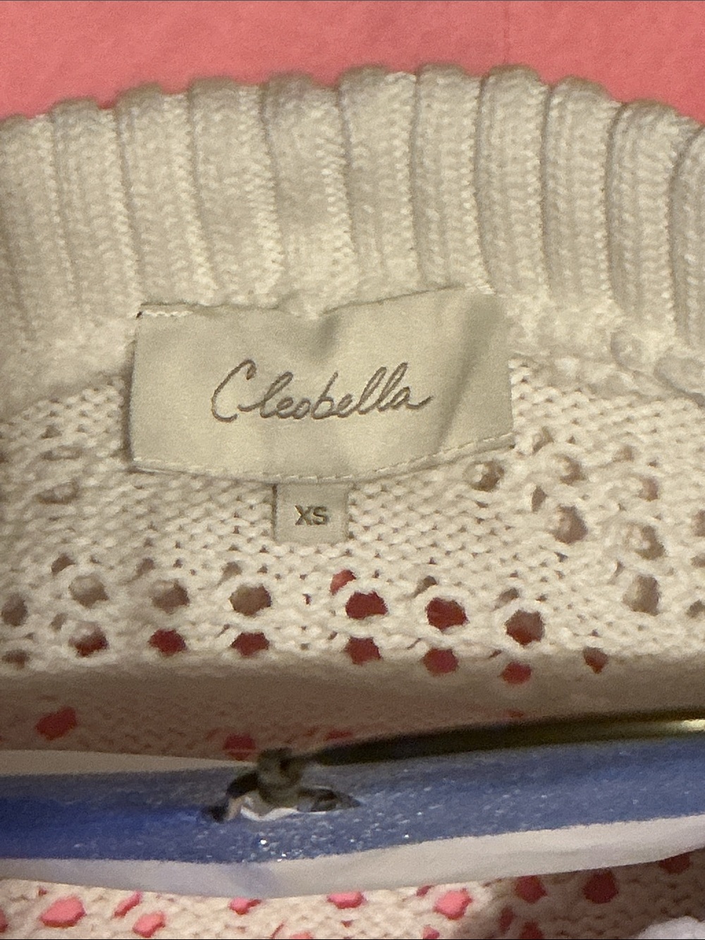 Cleobella Cream Open-Knit Button Cardigan with Wide Collar - Picture 5 of 5